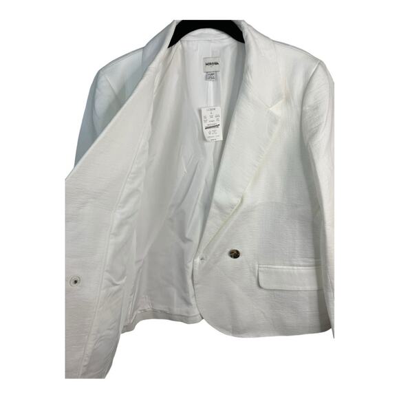 J. Crew Factory Textured Cotton Blazer in White Size 12 Petite NWT - Picture 5 of 12